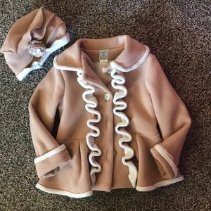 Little girls fleece peacoat and hat